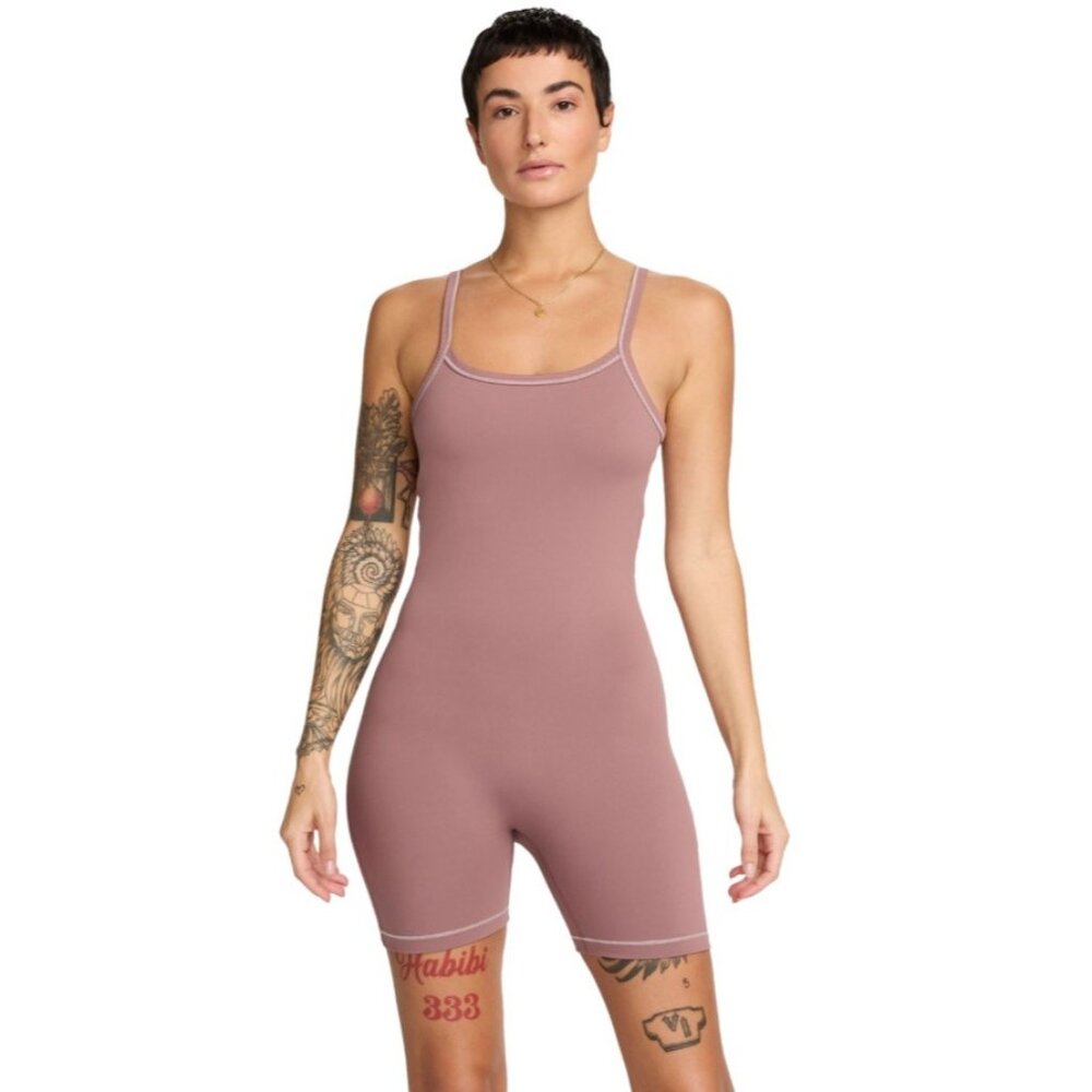 Nike Women's One Dri-Fit Short Bodysuit Size M in Smokey Mauve